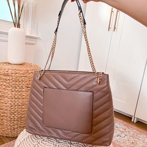 Mauve Brown Quilted Purse with Organizer